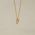 S925 Sterling Silver Plated 14K Gold Diamond Key Necklace Women's Design Fashionable Simple All-match Pendant Clavicle Chain Ouni Na