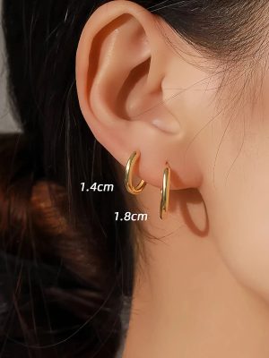S925 Sterling Silver Plain Ring Solid Earrings Women's Simple Classic All-match Earrings Sleeping Free-picking Ear Holes Ear Buckle Earrings