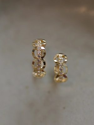 S925 Sterling Silver Plated 14K Gold French Artistic Style Shiny Butterfly Lace Exquisite Facet Lace Ear Buckle Ear Bone Ring HME