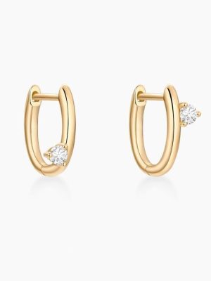 Simple Love ~ S925 Silver Plated 18K Gold Earrings Minimal Advanced Asymmetric Zircon Earrings