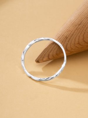 S925 Sterling Silver Irregular Texture Hammer Texture Slim Ring Plain Ring Joint Closed Overlapping Fine Finger Ring