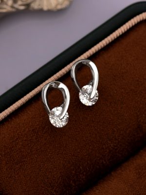 S925 Sterling Silver Single Diamond Staggered Twisted Earrings for Women Ultra Flash Zircon Simple Exquisite Light Luxury High-end Earrings