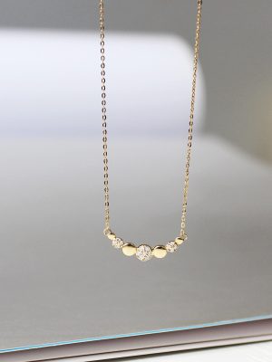 Round bubble ~ S925 sterling silver plated 18k gold curved rod necklace female zircon clavicle chain female meticulous daily HME