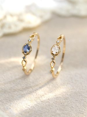S925 Sterling Silver Natural Moonstone Ring Women's Light Luxury Fashion Simple Finger Ring Design Advanced Ring