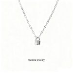 S925 Sterling Silver Plated 14k Gold Small Lock Necklace Women's Mini All-Match Removable Glow Solid Pendant Clavicle Chain Ouni Na