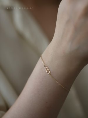 New Zhemei S925 Sterling Silver Gold Plated Bracelet Pop Pin Ins Cold Style Simple Hand Jewelry for Women HME