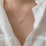S925 Sterling Silver Plated 14K Gold Rose Necklace Light Luxury High Clavicle Chain New Style Cold Style All-match Ouni Na