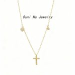 S925 Sterling Silver Plated 14K Gold Cross Necklace Women's Ins Simple Star Versatile Elegant Diamond Loving Clavicle Chain Ouni Na