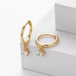 Light Luxury French ~ S925 Sterling Silver Plated 18K Gold Exquisite Small Hanging Diamond Pendant Ear Ring Female Temperament Cold Wind Earrings