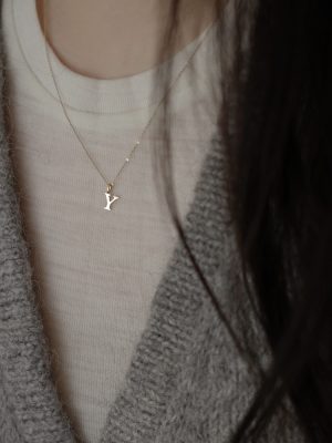 Your name ~ S925 sterling silver plated 14K gold mini plain cute little pendant bracelet clavicle chain necklace HME