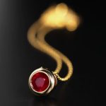925 Sterling Silver Plated 18K Gold Classic Bubble Pendant Inlaid with Synthetic Red Corundum Simple Stacked Light Luxury Necklace for Women