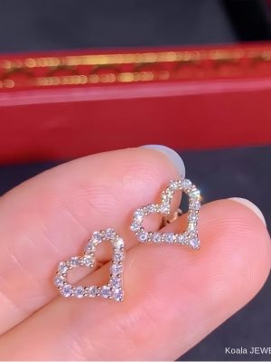 S925 sterling silver classic full diamond love earrings female hollow design simple fashion all-match earrings earrings