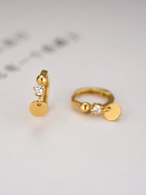 S925 Sterling Silver Diamond Single Diamond Round Piece Ear Buckle Women's Korean-style Ins Cold Style Simple High-end Fashion All-match Earrings
