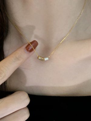 Transfer Beads ~ S925 Silver Plated 18K Small Man Waist Double Pendant Necklace Light Luxury Design Cylindrical Clavicle Chain