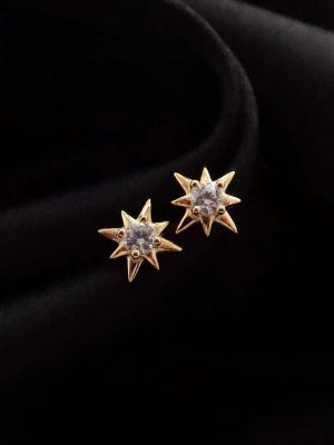 Mini Bamang Star Diamond S925 Sterling Silver Plated 14K Gold Earrings Women's Simple Elegant All-match Ears Earrings Women's Ouni Na