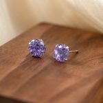 color: Holding flowers pink purple zirconium (single) / Style: 8mm