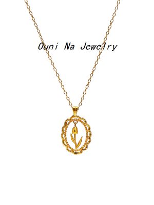[Hot] S925 Sterling Silver Tulip Lace Necklace Women's Korean Style Light Luxury Collarbone Chain Ouni Na