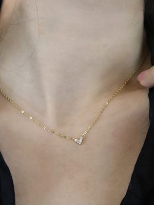 S925 Sterling Silver Plated 14K Gold Love Necklace Women's Small and Fine Flash Exquisite Commuting High-grade Collarbone Necklace