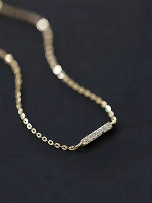 S925 Sterling Silver Plated 14K Gold Diamond Bracelet Women's Mori Style New Fine Simple Cold Style Bracelet