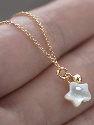 Polaris S925 Silver Plated 18K Gold Magic Color White Butterfly Bean Simplified Beauty Style Ins Clavicle Sterling Silver Necklace HME