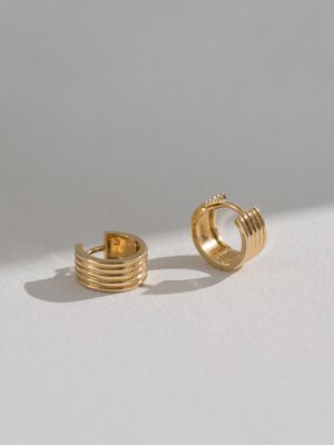 Gully ~ S925 Silver Plated 18K Gold Earrings Light Luxury Heavy Industry Sterling Silver Earrings Earrings Small Earrings Female Advanced HME