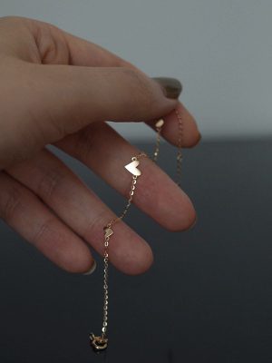 S925 Sterling Silver Plated 14K Gold Three Small Love Bracelet Women's ins Simple Fashion Elegant All-match Hand Jewelry