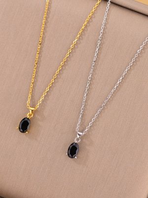 S925 sterling silver oval zircon necklace women's light luxury simple clavicle chain design commuter all-match neck chain