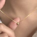 S925 Sterling Silver Plated 18K Gold Oval Silver Bean Necklace Ins Design Commuting Simple High Clavicle Chain