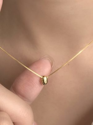 S925 Sterling Silver Plated 18K Gold Oval Silver Bean Necklace Ins Design Commuting Simple High Clavicle Chain