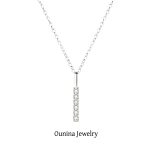 Ins Wind Silver Plated 14k Gold Diamond Pendant Necklace Women's Pendant Rai Diamond Small Straight Stick Elegant Clavicle Chain Ouni Na