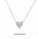 S925 Sterling Silver Plated 14K Gold Love Zircon Clavicle Chain Full Diamond Necklace Light Luxury Premium Gift for Girlfriend Ouni Na