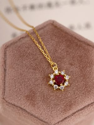 S925 Sterling Silver Inlaid Zircon Sunflower Necklace Women's Japanese and Korean-style Light Luxury Fashion All-match Super Fairy Elegant Clavicle Chain