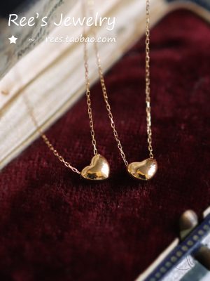 Heart ~ Japanese S925 Silver Plated 18k Gold Plated Gold Necklace Small Love ins Joker Adjustable Clavicle Chain HME