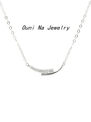 S925 Sterling Silver Plated 14K Gold Light Luxury High-end Necklace Simple Elegant All-match Diamond-encrusted Clavicle Chain Female Ouni Na