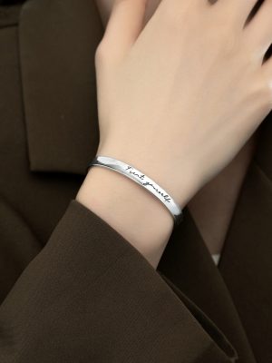 S925 sterling silver English letter bracelet simple retro Joker silver bracelet manufacturers wholesale