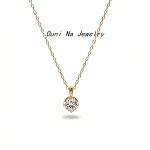 Japanese and Korean S925 Sterling Silver Plated 14K Gold American Light Luxury Collarbone Chain Design Simple Single Diamond Necklace Female Ouni Na