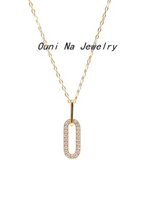 S925 Sterling Silver Plated 14K Gold High-grade Necklace Women's Ins Light Luxury Simple Pendant Cold Style Clavicle Chain Ouni Na