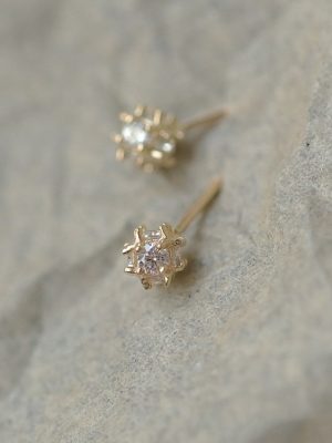 Small diamond ball S925 sterling silver plated 14K gold cubic small ball zircon inlay mini shiny raised ear hole earring HME