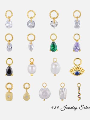 S925 sterling silver natural pearl geometric heart diy earrings accessories eyes small simple beads pendant accessories