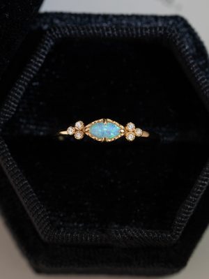 S925 Sterling Silver Eyes Opal Stone Ring Women's Japanese Style Light Luxury Exquisite Fashion Finger Ring