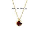 S925 Sterling Silver Plated 14K Gold Pomegranate Red Diamond Necklace Women's Retro Exquisite Light Luxury Clavicle Chain Ouni Na