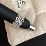 925 Sterling Silver Plated Platinum Vintage Hollow Lace with Zirconium Ring Women's Ins Style Light Luxury Open Ring