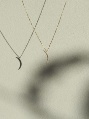 S925 Sterling Silver Plated 14K Gold Moon Necklace Women's Simple Beautiful Compact Elegant Pendant Micro-inlaid Clavicle Chain HME