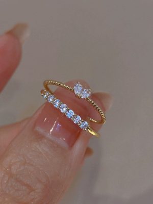Cute to Sprout S925 Sterling Silver 14K Gold Plated Ring Korean Light Luxury Exquisite Love Finger Ring Female Ouni Na