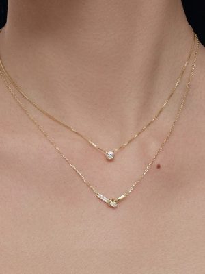 Mini Classic Bubble 925 Silver Plated 18K Gold Super Flash Single Diamond Bubble Necklace Minimalist Light Luxury Clavicle Chain Stacked to Wear