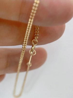 S925 Sterling Silver Plated 14K Gold Minimalist Glitter Double Bead Chain Bracelet Daily Stacked HME