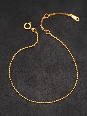 S925 sterling silver ultra-fine gold peas round beads bracelet women's simple fashion cold style all-match temperament hand jewelry