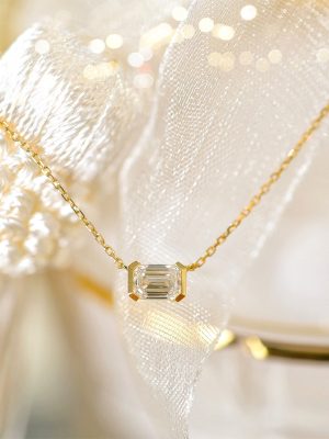 S925 Sterling Silver Plated 14K Gold Cultivated Diamond Clavicle Chain Shaped Cut Zircon Edge-set Light Luxury All-match Necklace