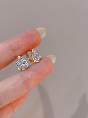S925 Silver Plated 14K Gold French Exquisite Light Luxury Small Zircon Drop Earrings Ins Style New Simple Earrings for Women