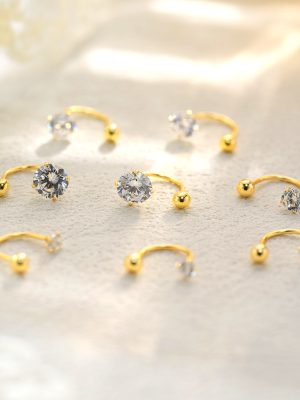 S925 sterling silver zircon sleep without ear bone nail women's new simple exquisite screw cap earrings